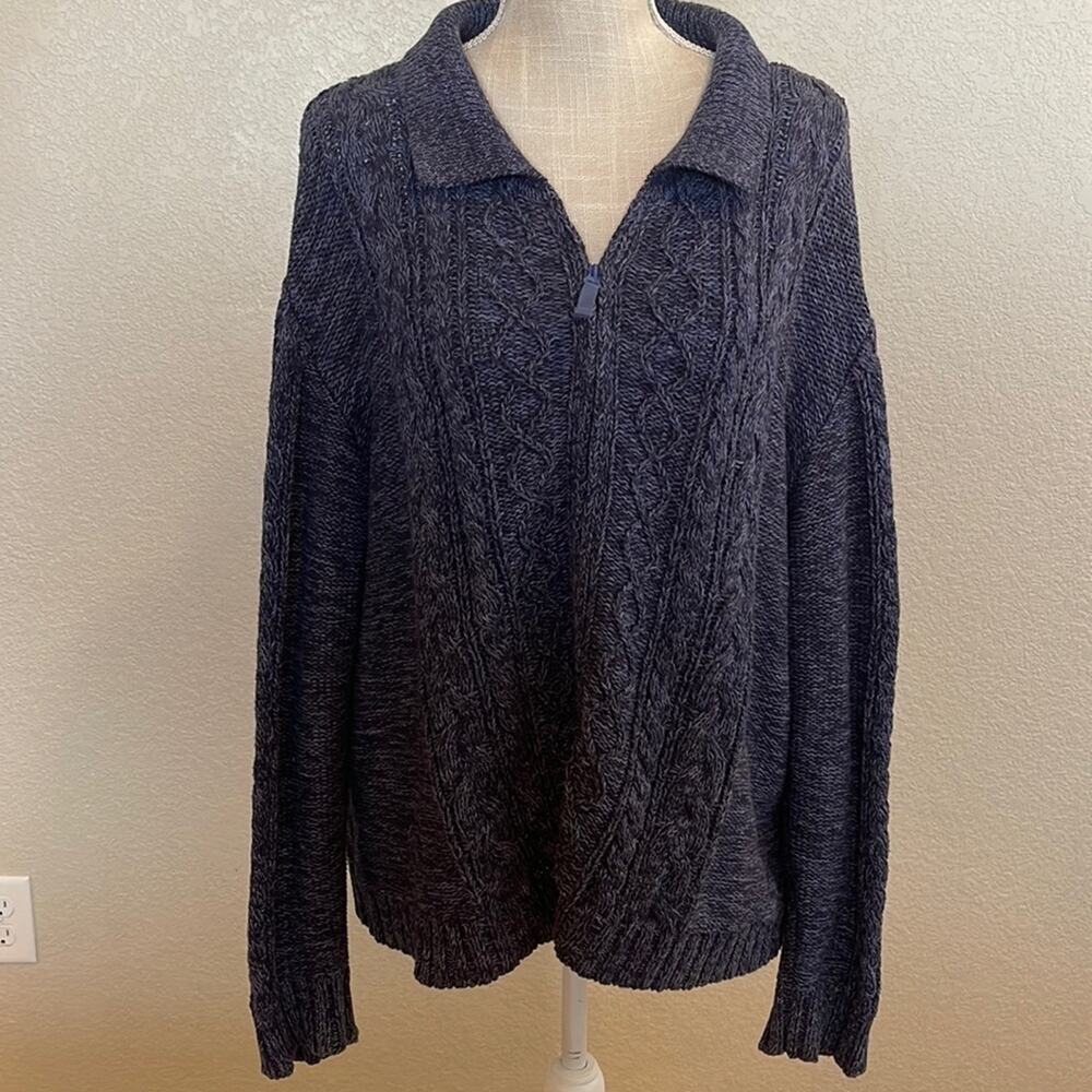 Cabela’s 100% Cotton Women's Chunky Cable Knit Navy Sweater Cozy Cabincore - L